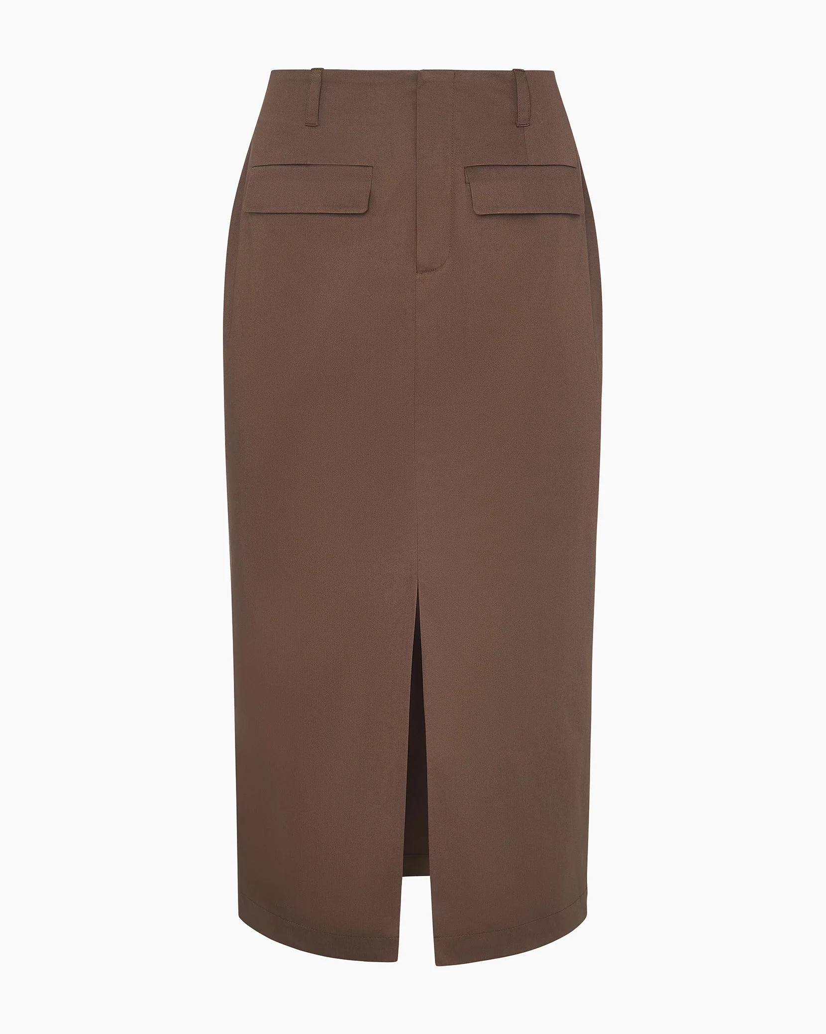 Womens | Front Slit Midi Skirt | Chestnut - Image 3
