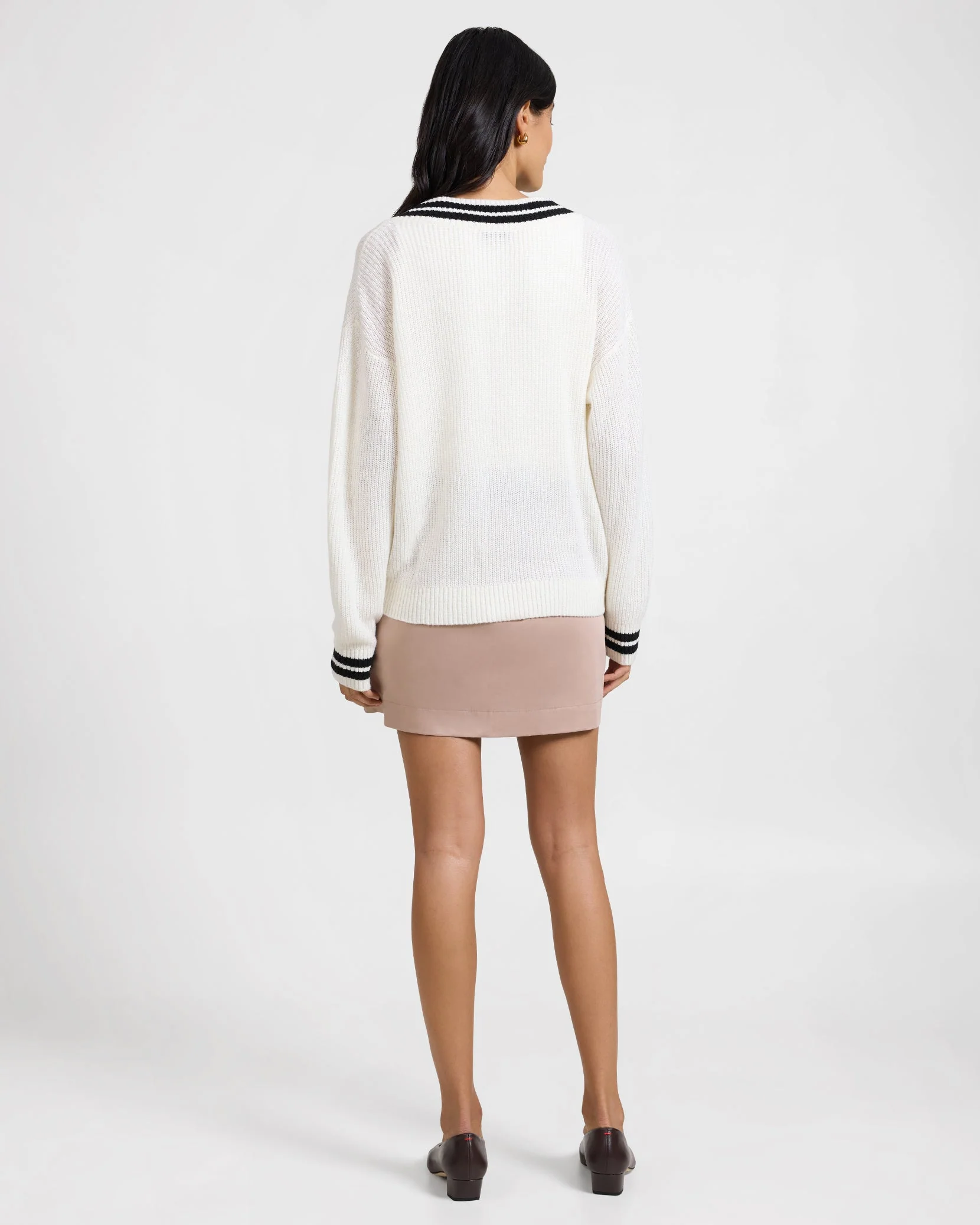 Womens | Front Welt Mini Skirt | Warm Taupe - Image 6