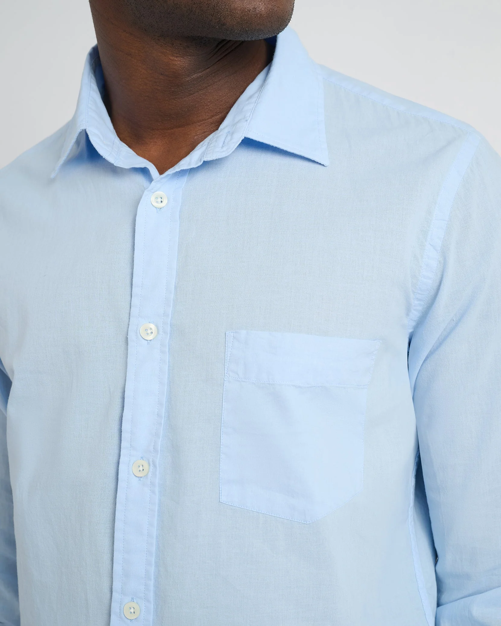 Mens | Garment Dye Cotton Voile Shirt | Light Blue - Image 2