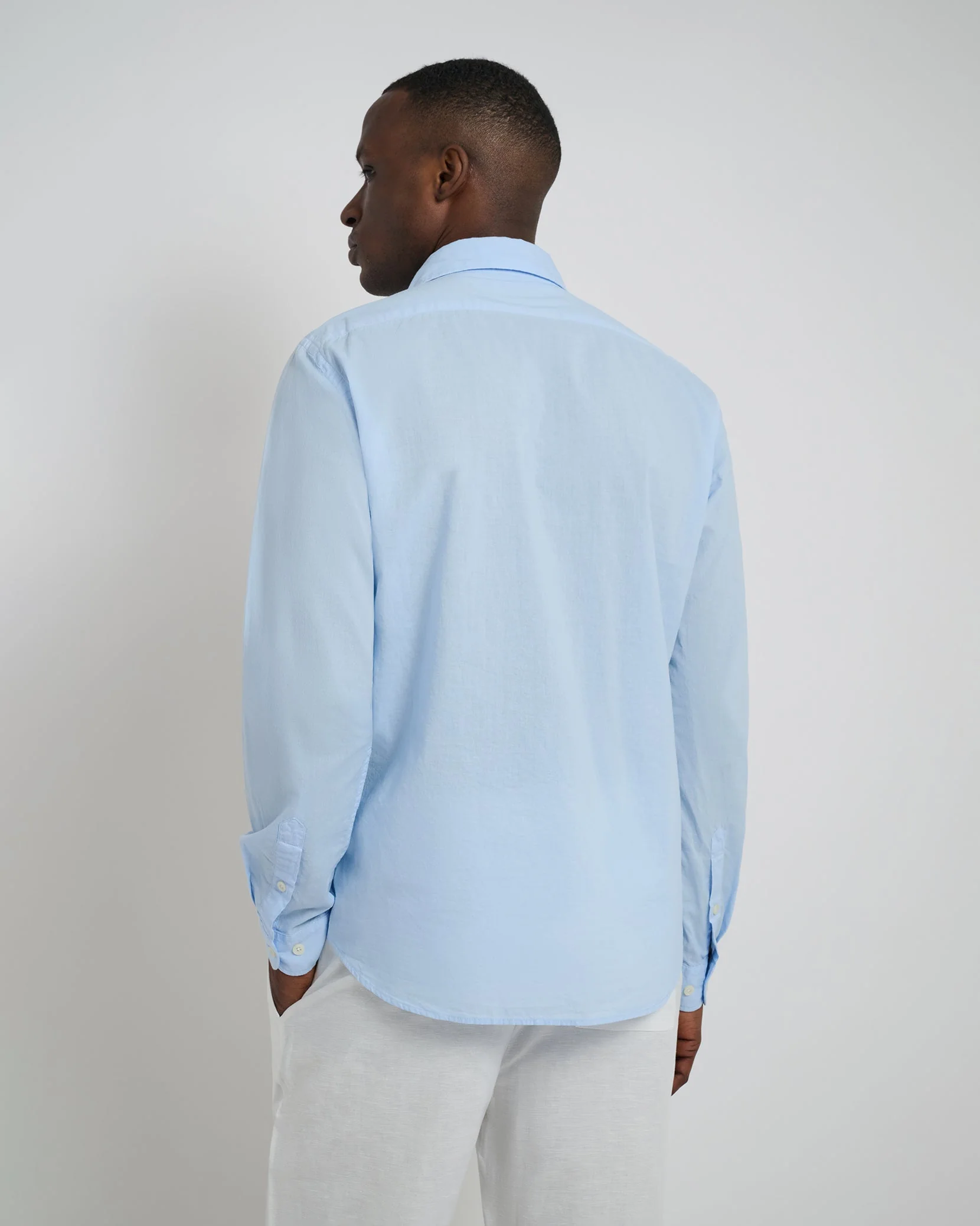 Mens | Garment Dye Cotton Voile Shirt | Light Blue - Image 5