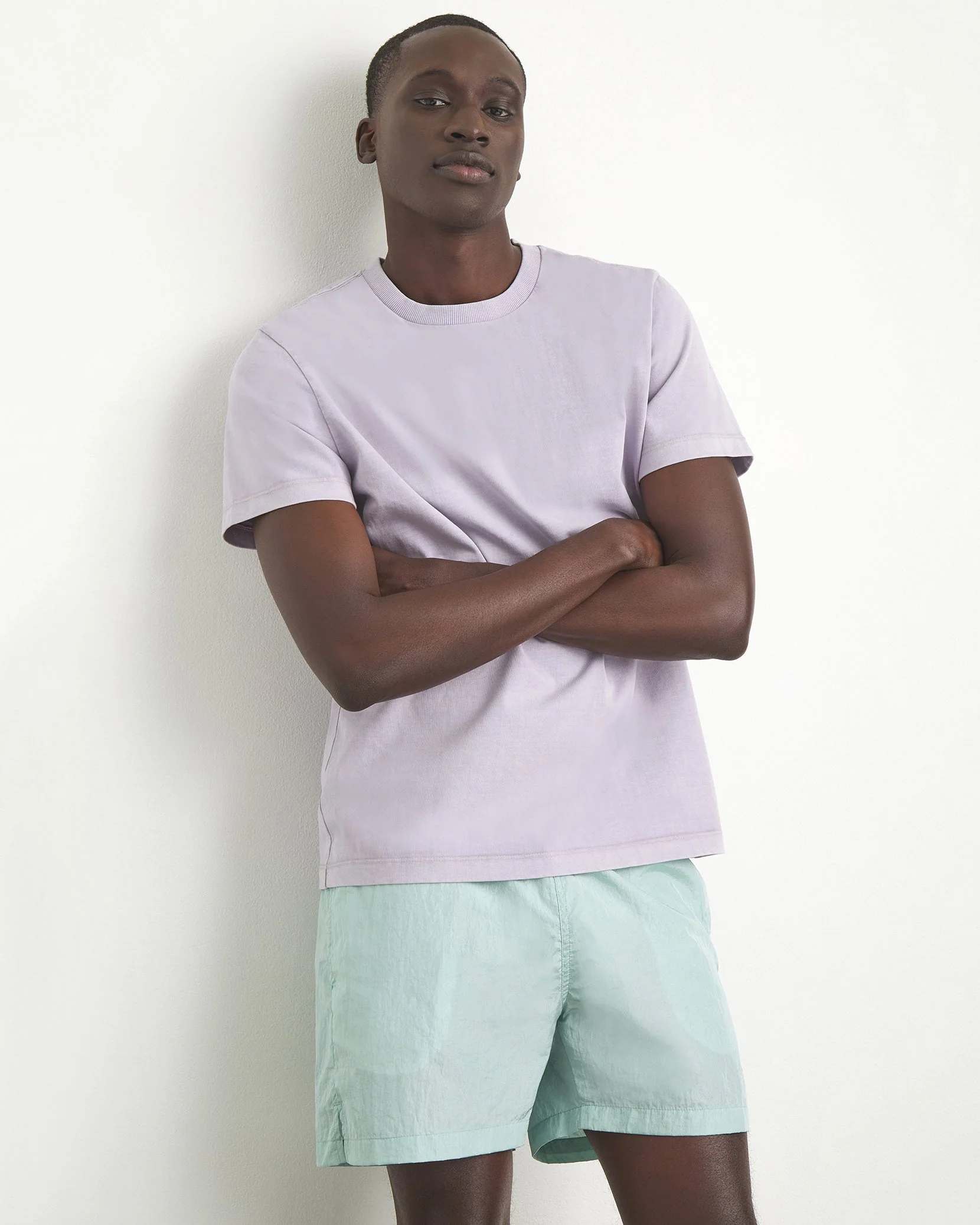 Mens | Garment Dye Jersey Crew Neck Tee | Lilac - Image 2