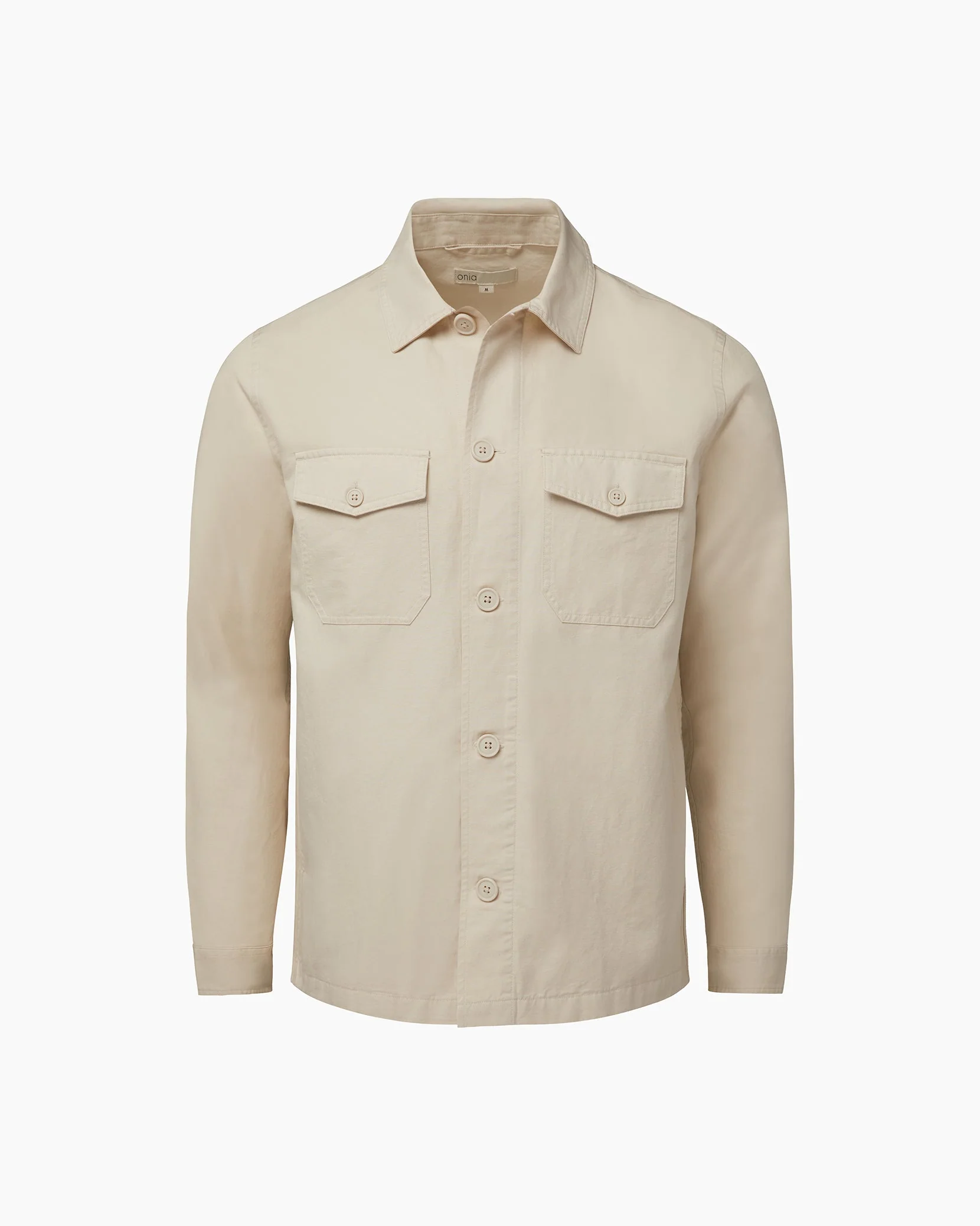 Mens | Garment Dyed Twill Overshirt | Stone - Image 2