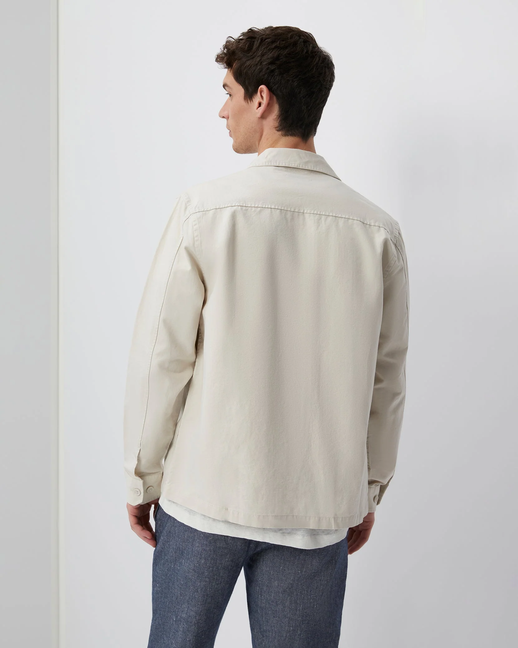 Mens | Garment Dyed Twill Overshirt | Stone - Image 5