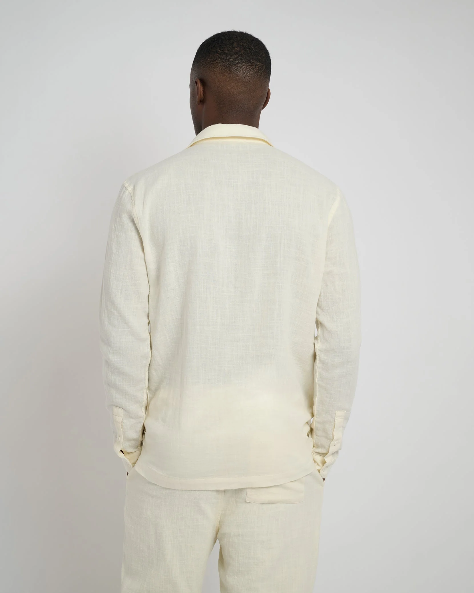 Mens | Gauze Popover Shirt | Egret - Image 5