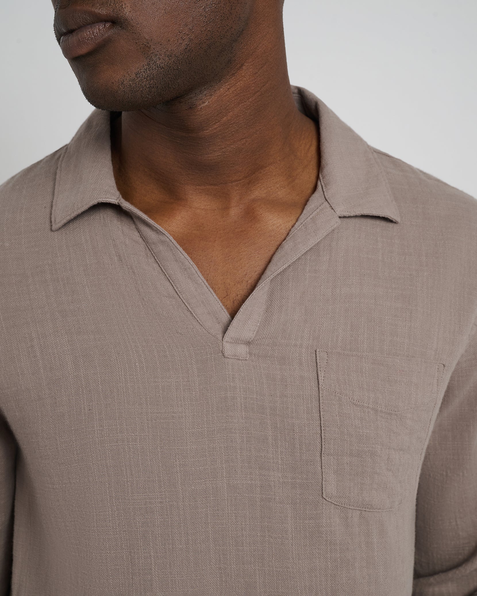 Mens | Gauze Popover Shirt | Cinder - Image 2
