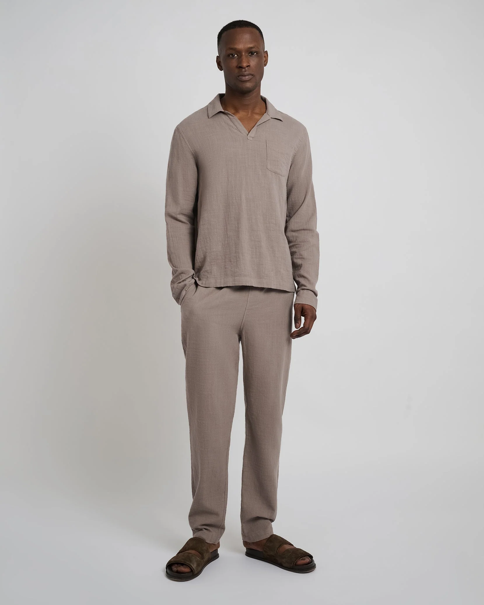 Mens | Gauze Popover Shirt | Cinder - Image 4