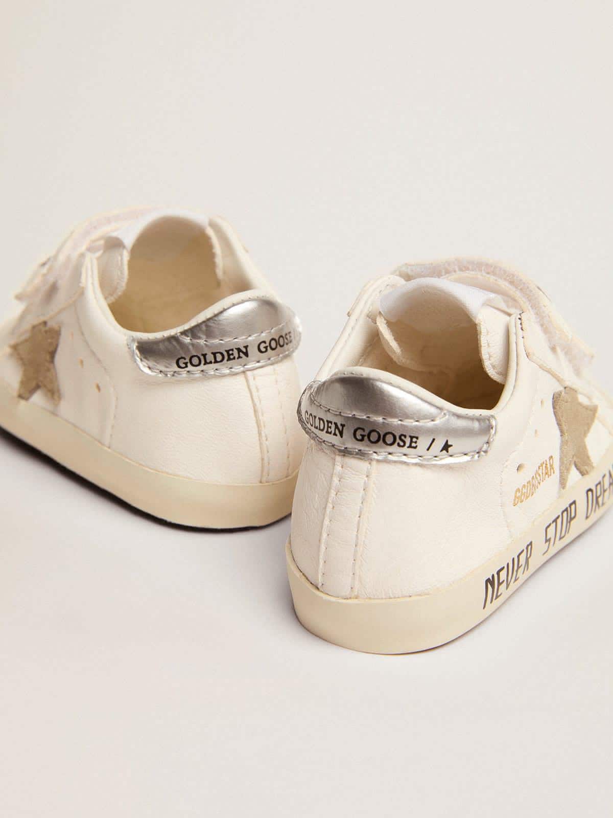 Kids | Baby Old School with Dove Gray Suede Star | White x Taupe x Silver - Image 7