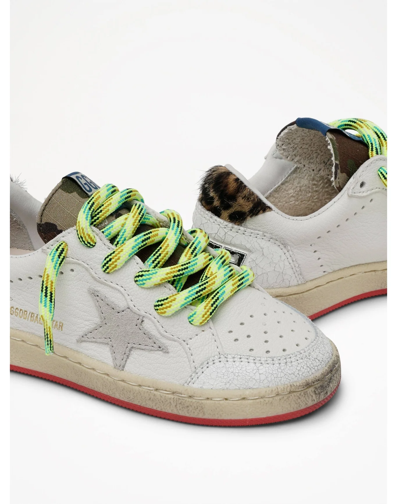 Kids | Ball Star Nappa Upper Suede Star Crack Leather Heel | White x Green Camouflage x Ice x Beige Brown Leo