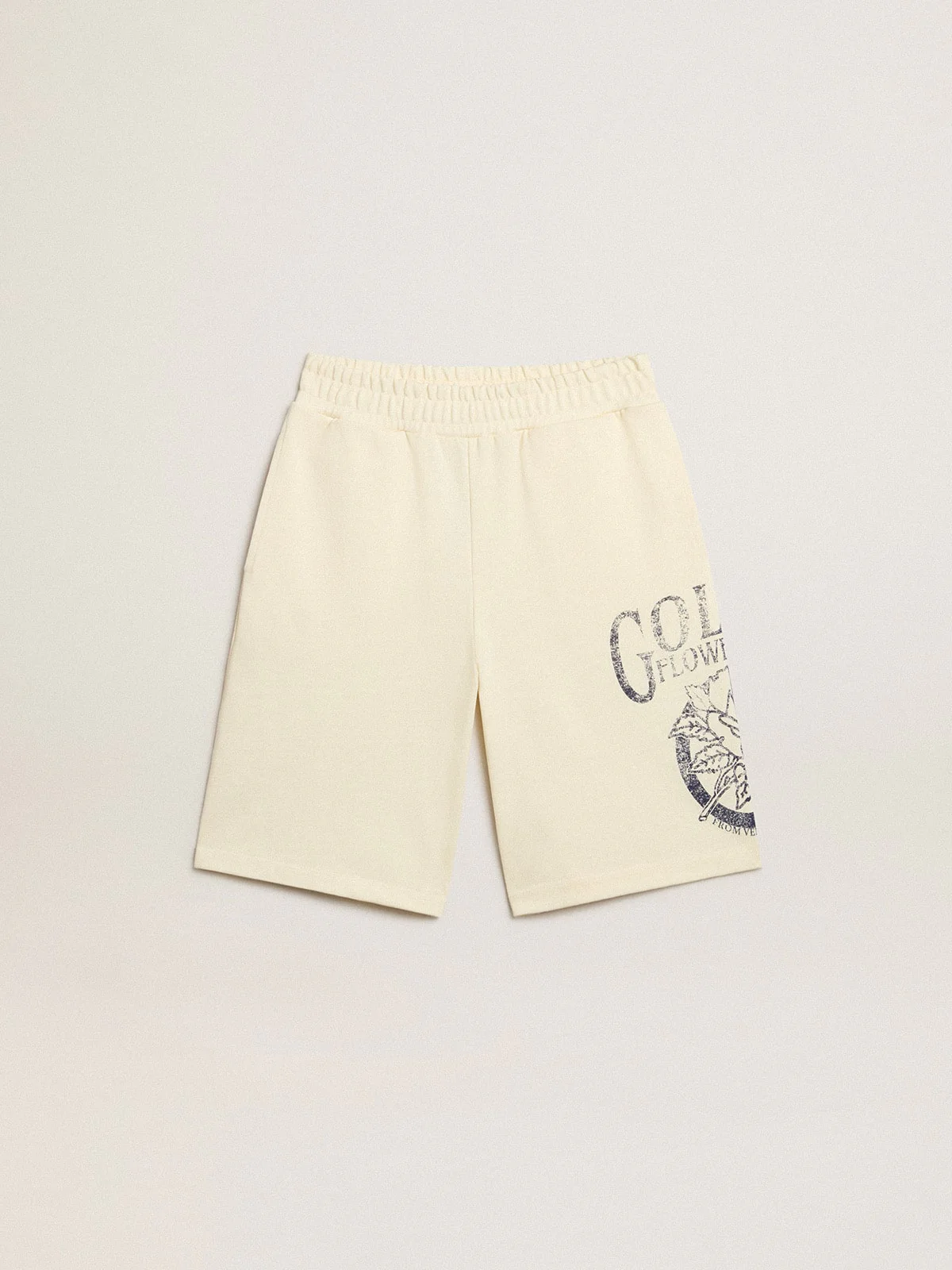 Kids | Bermuda Shorts Aged White with Print On The Front | Artic Wolf x Eclipse - Image 6