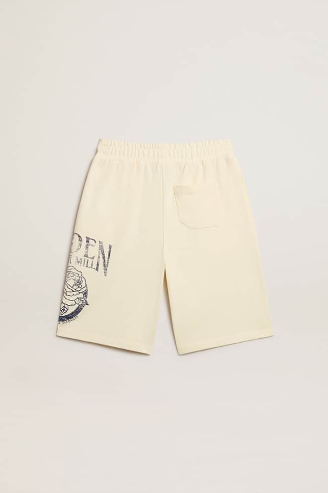 Kids | Bermuda Shorts Aged White with Print On The Front | Artic Wolf x Eclipse - Image 9
