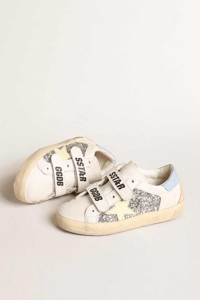 Kids | Bio-Based Old School Junior with Yellow Star & Glitter Inserts | Silver x White x Light Yellow x Powder Blu x Beige - Image 6