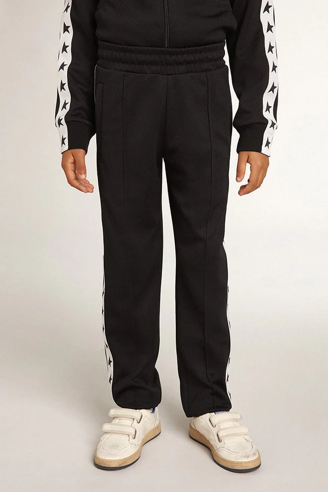 Kids | Dark Blue Joggers with White Strip & Contrasting Stars | Dark Blue x White - Image 4