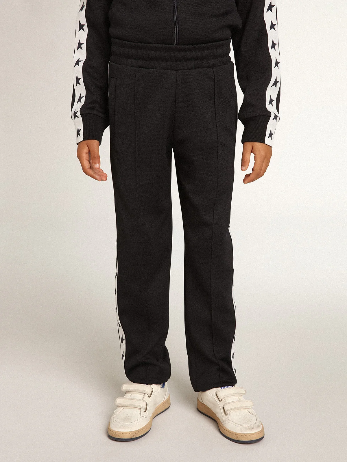Kids | Dark Blue Joggers with White Strip & Contrasting Stars | Dark Blue x White - Image 5