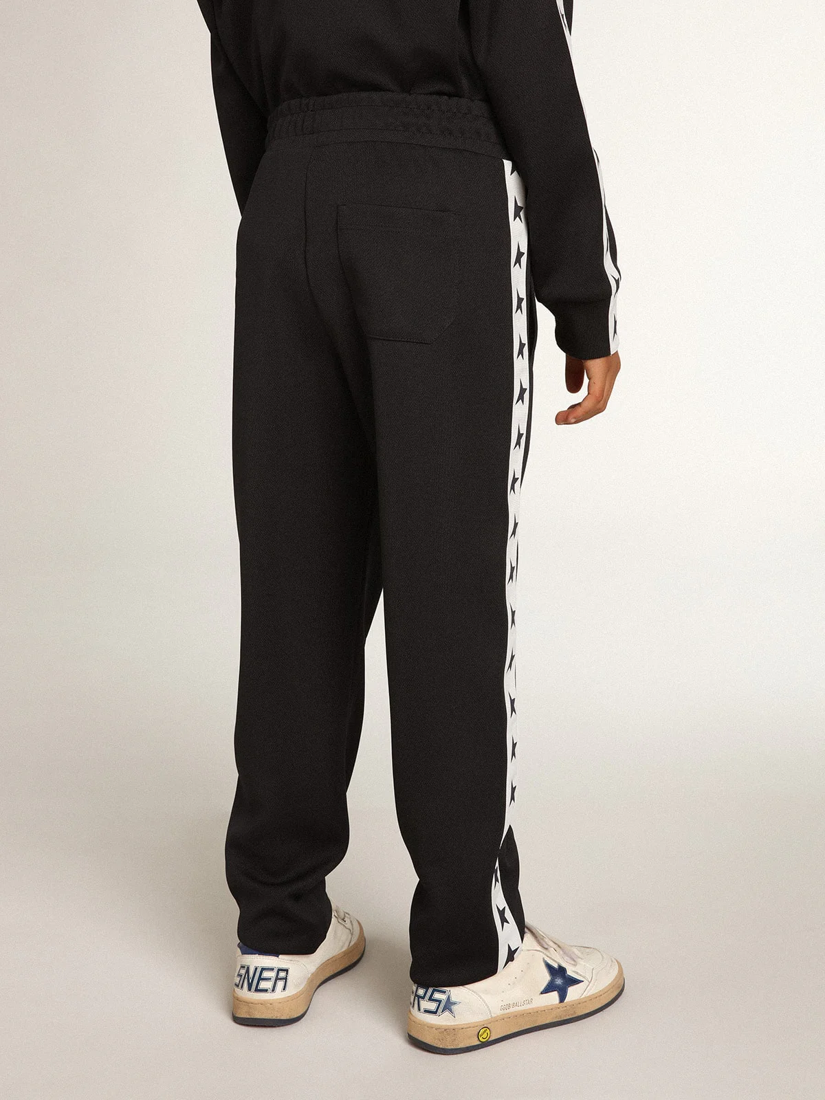 Kids | Dark Blue Joggers with White Strip & Contrasting Stars | Dark Blue x White - Image 6