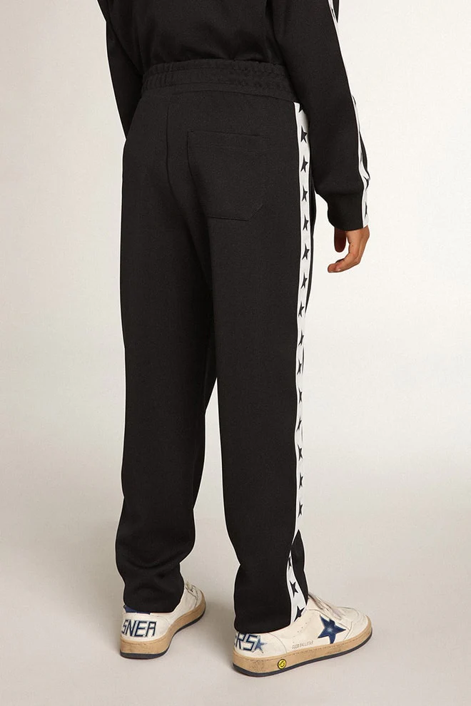 Kids | Dark Blue Joggers with White Strip & Contrasting Stars | Dark Blue x White - Image 8