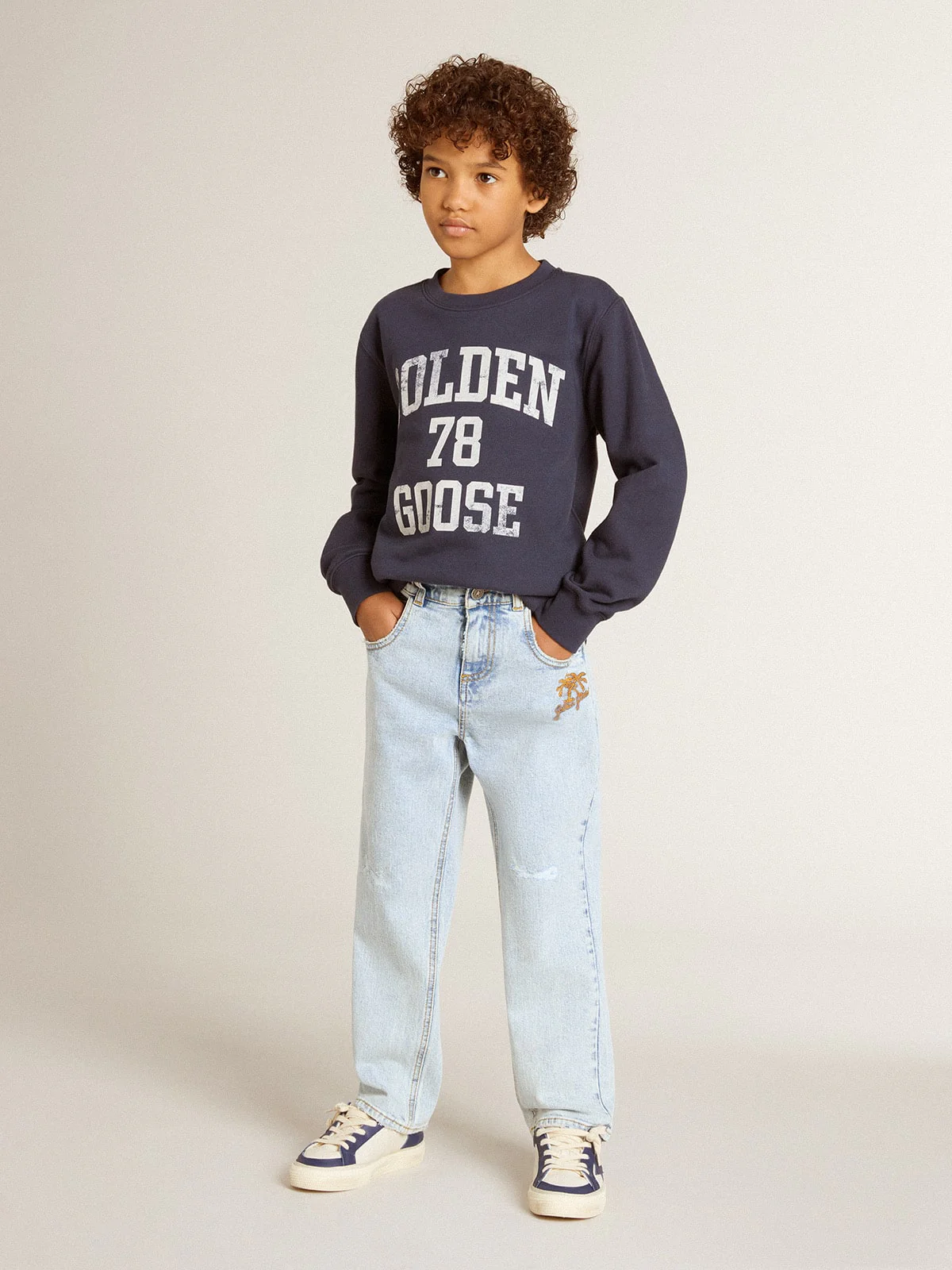 Kids | Dark Blue Sweatshirt with White Print | Total Eclipse - Image 2