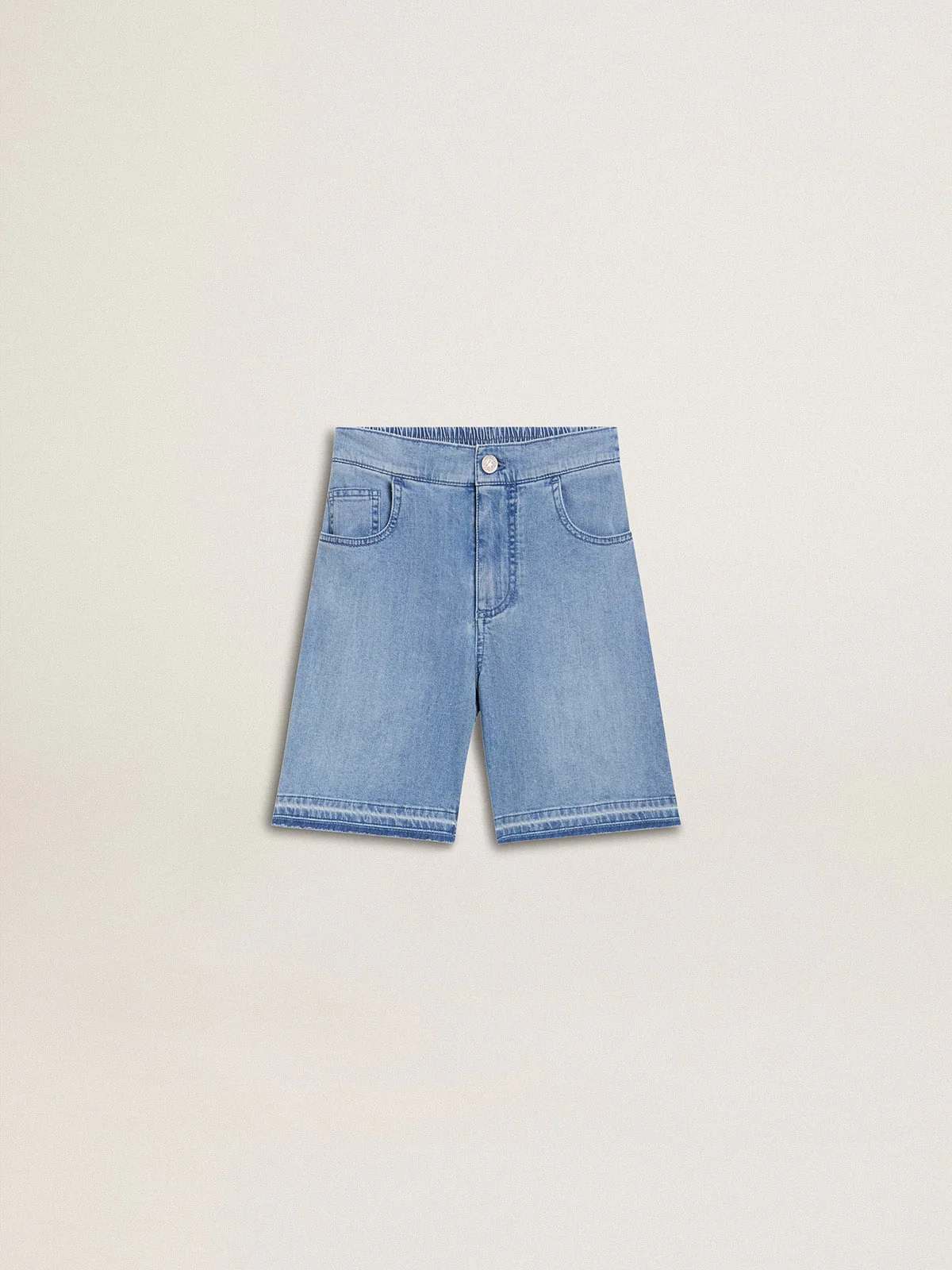 Kids | Denim Shorts with Embroidery On The Back | Medium Blue - Image 11