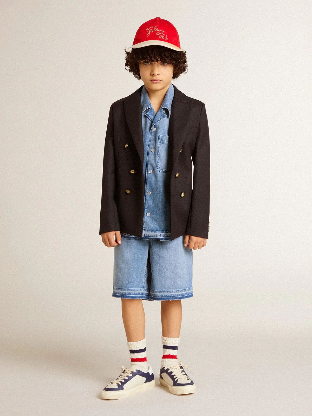 Kids | Denim Shorts with Embroidery On The Back | Medium Blue - Image 7