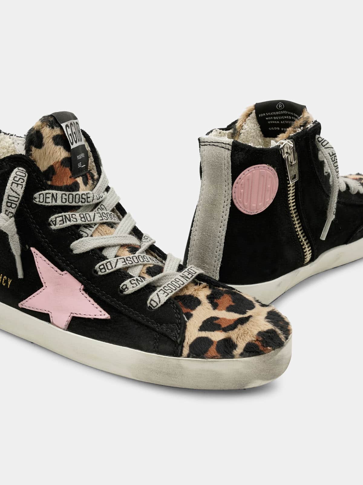 Kids | Francy Sneakers Made Of Nubuck & Pony Skin with A Leopard Print. - Image 3