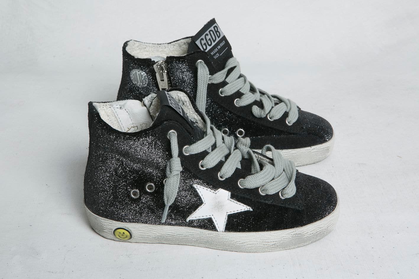 Kids | Francy Sneakers Silver Velvet & White Star - Image 2
