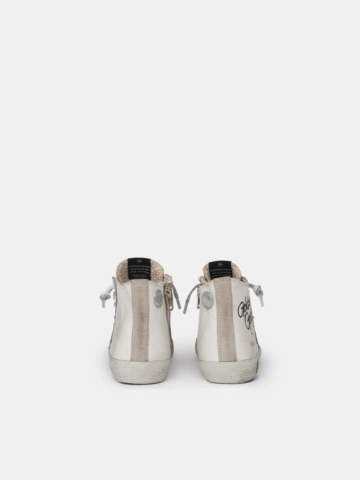 Kids | Francy Sneakers with Leopard-Print Insert & Two-Tone White & Silver Laces | White x Ice x Silver x Beige Brown Leo (V1) - Image 5