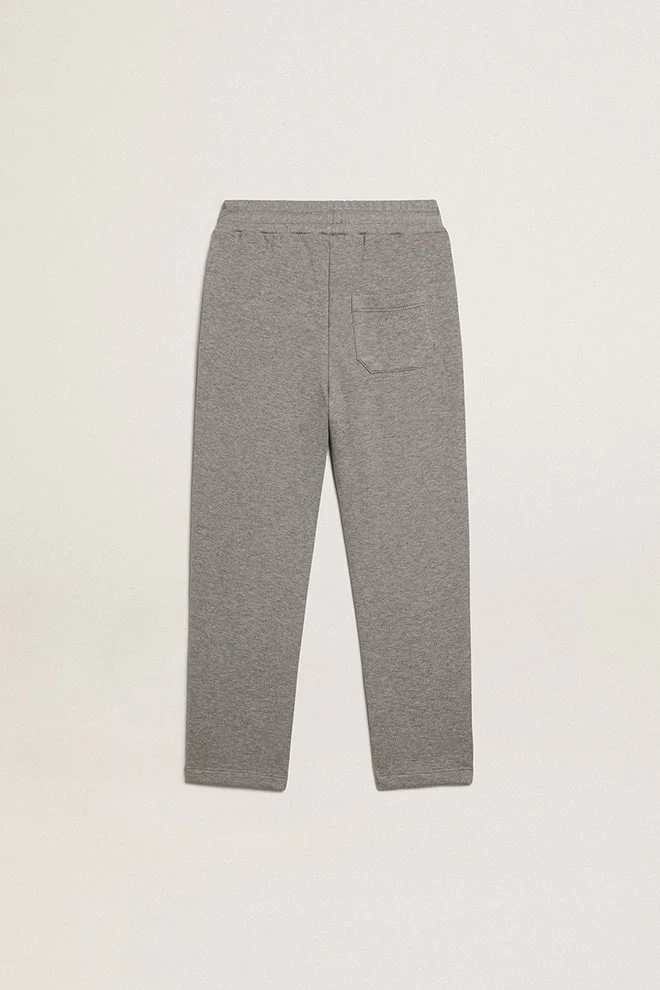 Kids | Gray Pants with Black Stars On The Sides | Grey Melange x Black - Image 2