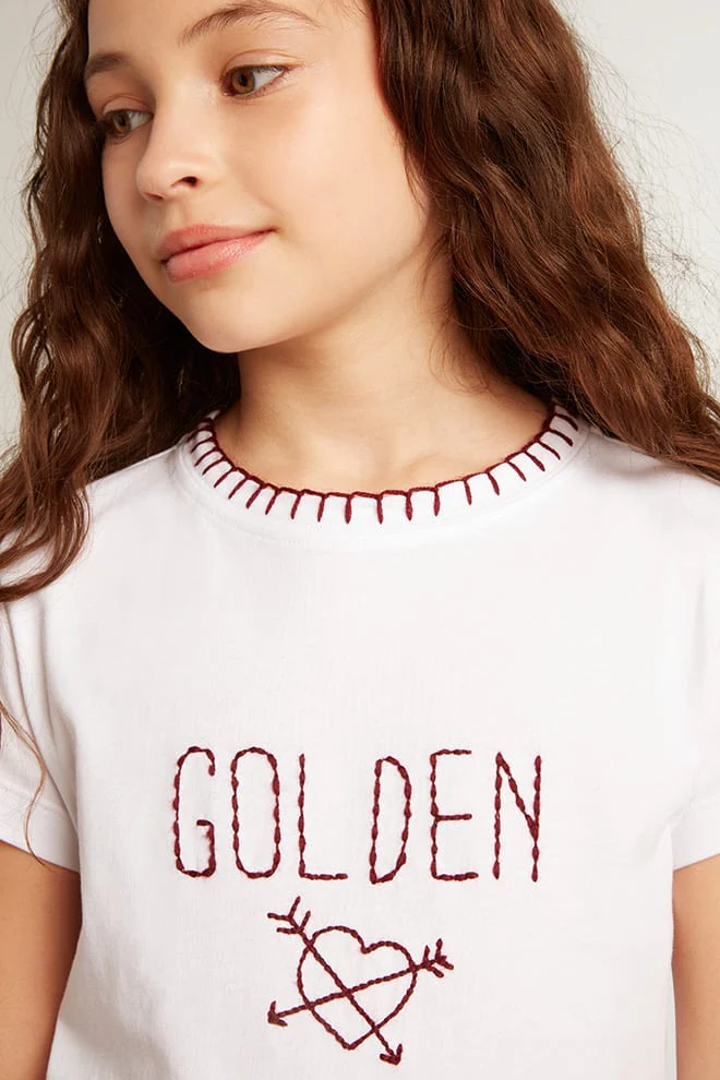Kids | Hand-Embroidered White Cotton T-Shirt | Optic White - Image 3