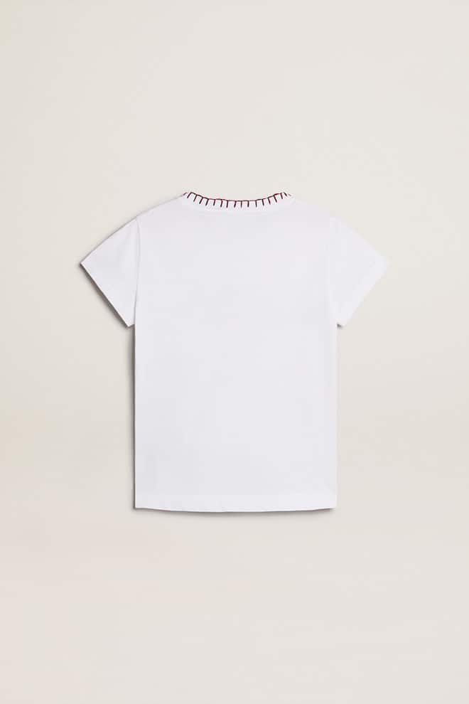 Kids | Hand-Embroidered White Cotton T-Shirt | Optic White - Image 7