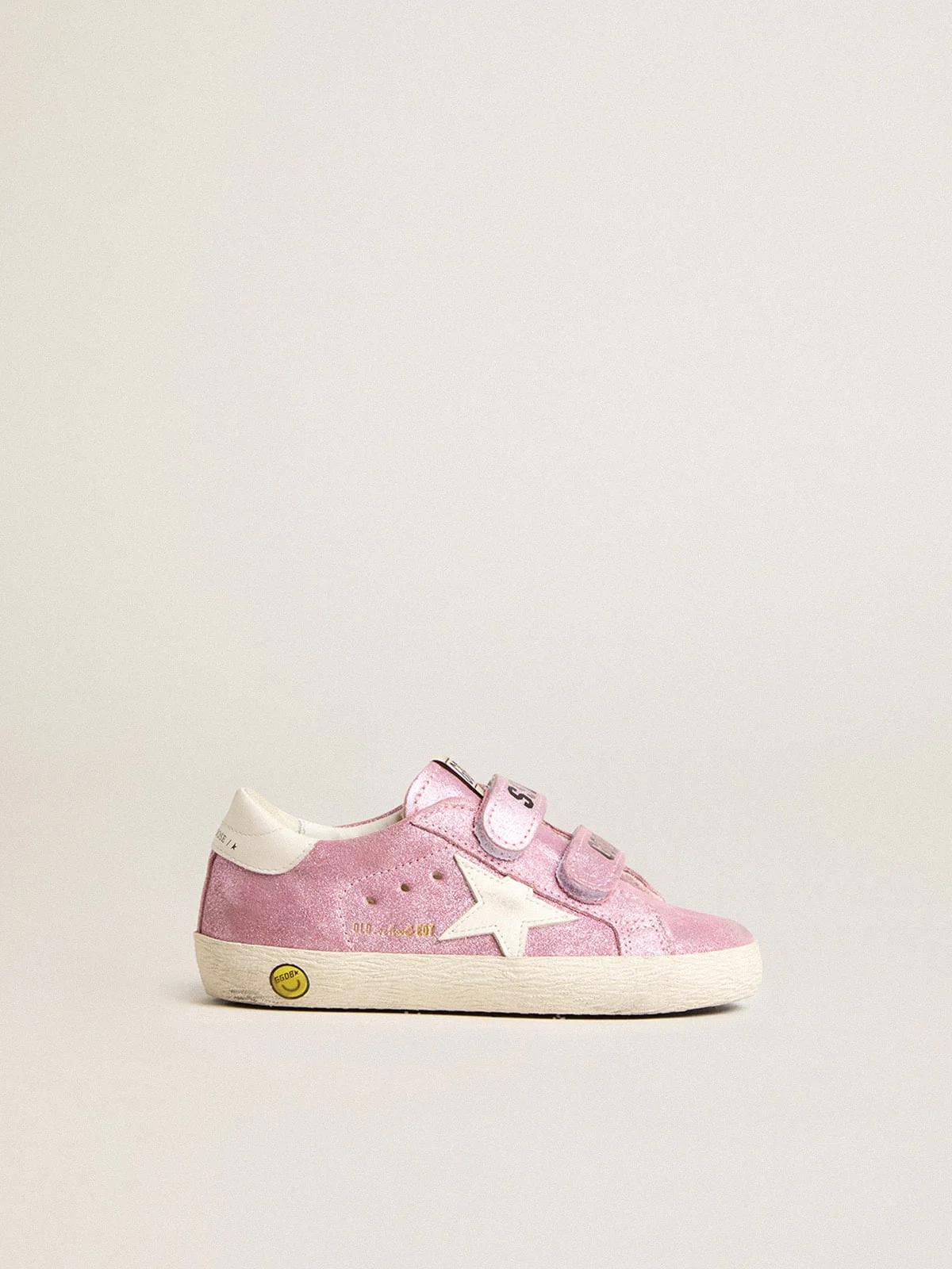 Kids | Junior Old School Metallic Pink Suede with White Leather Star & Heel Tab | Pink x White - Image 10