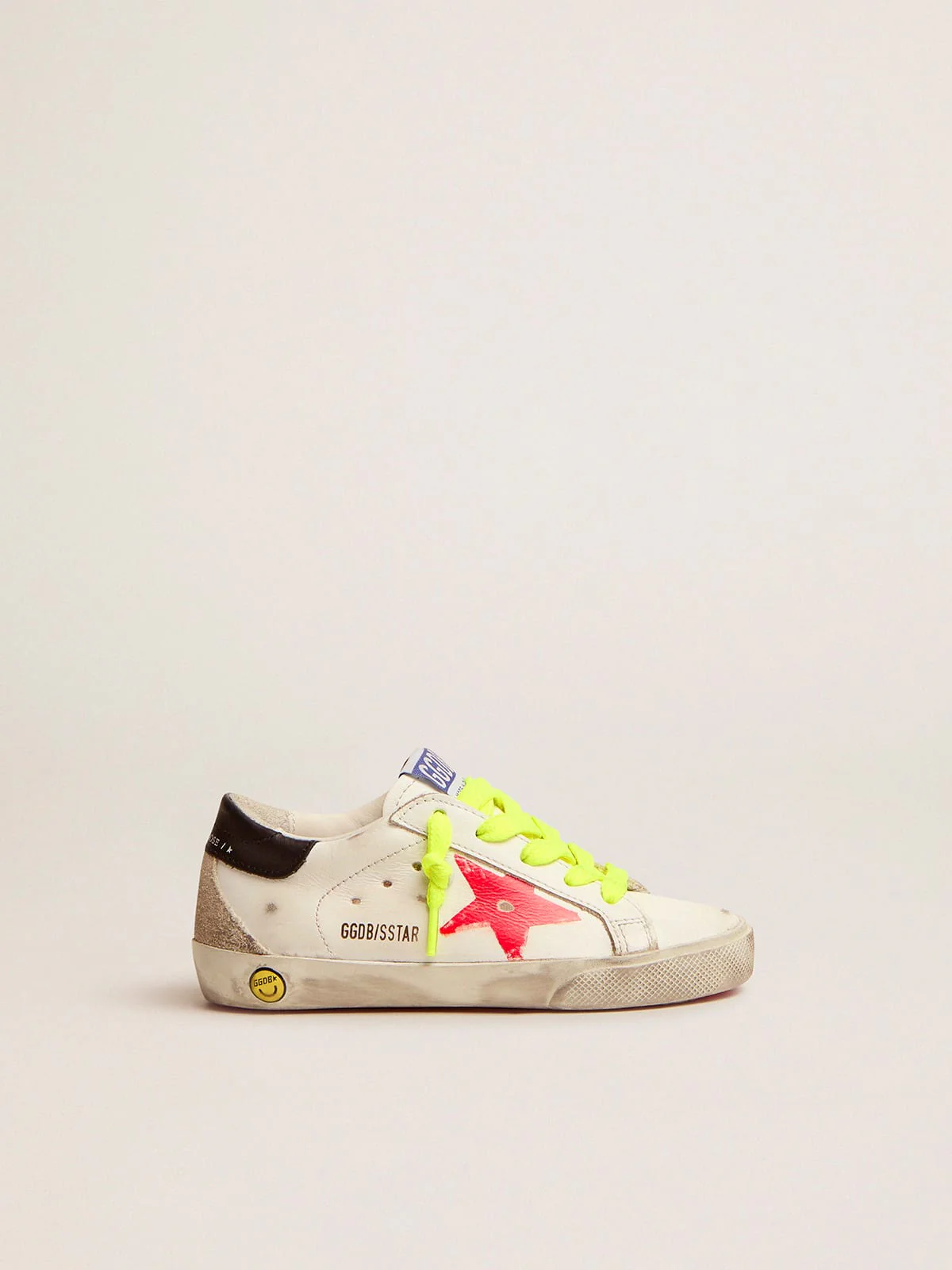Kids | Junior Super-Star Sneakers with Red Screen Printed Star & Black Heel Tab | White x Red x Black x Ice - Image 6
