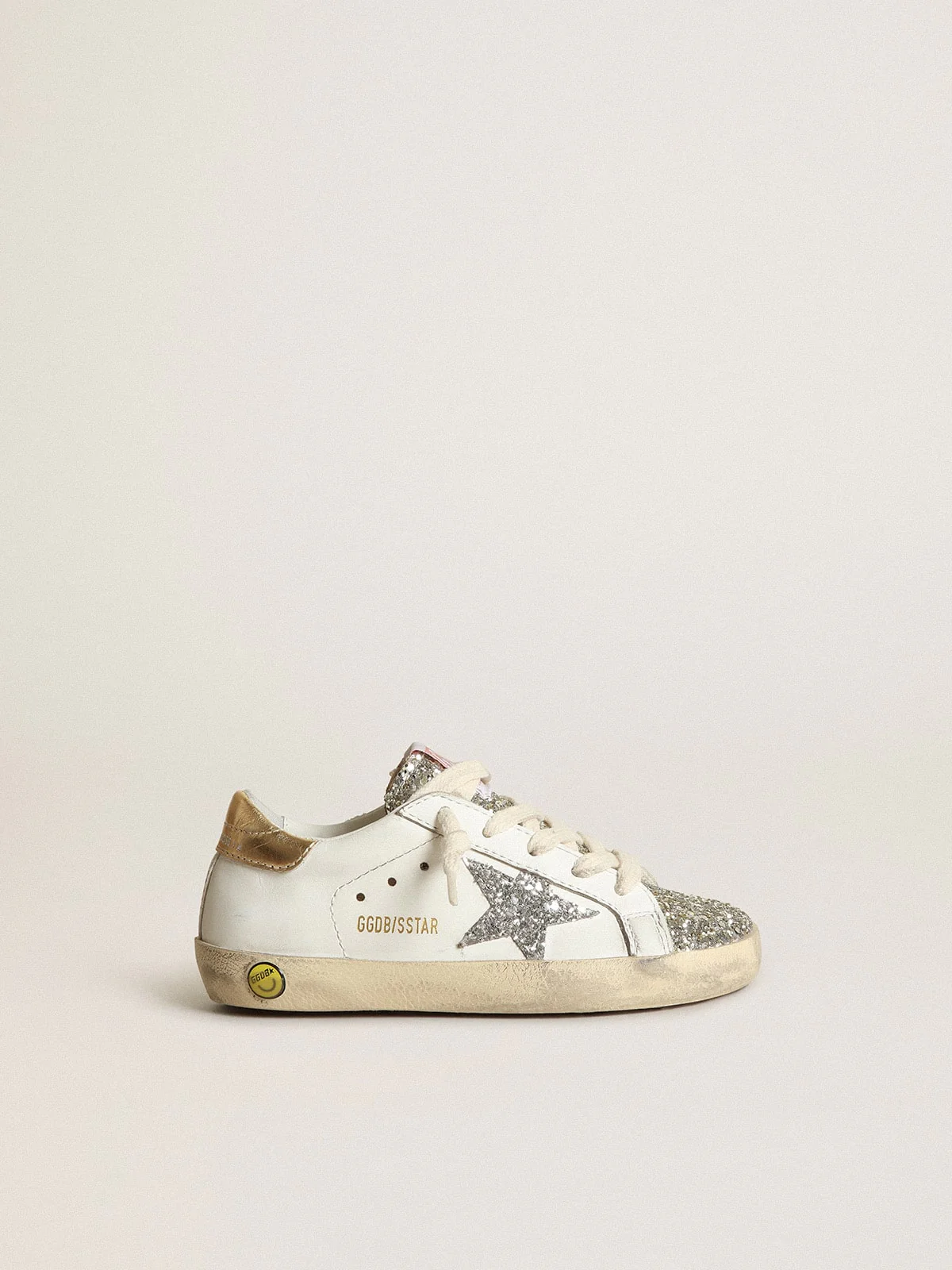 Kids | Junior Super-Star with Silver Glitter Star & Platinum Tongue | White x Silver x Gold - Image 3