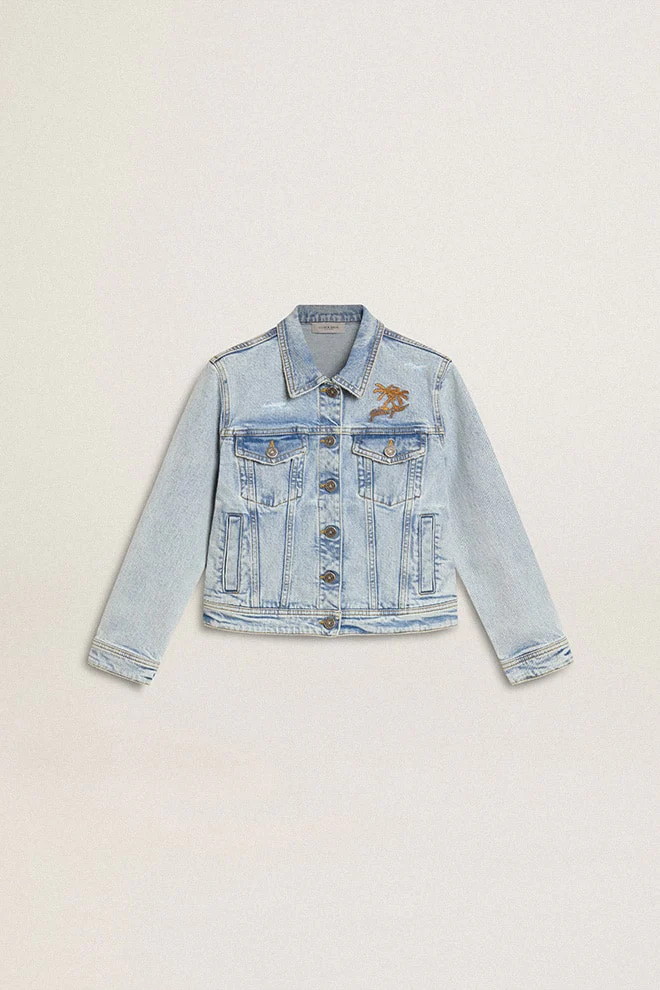 Kids | Light Denim Jacket with Embroidery | Light Blue - Image 10
