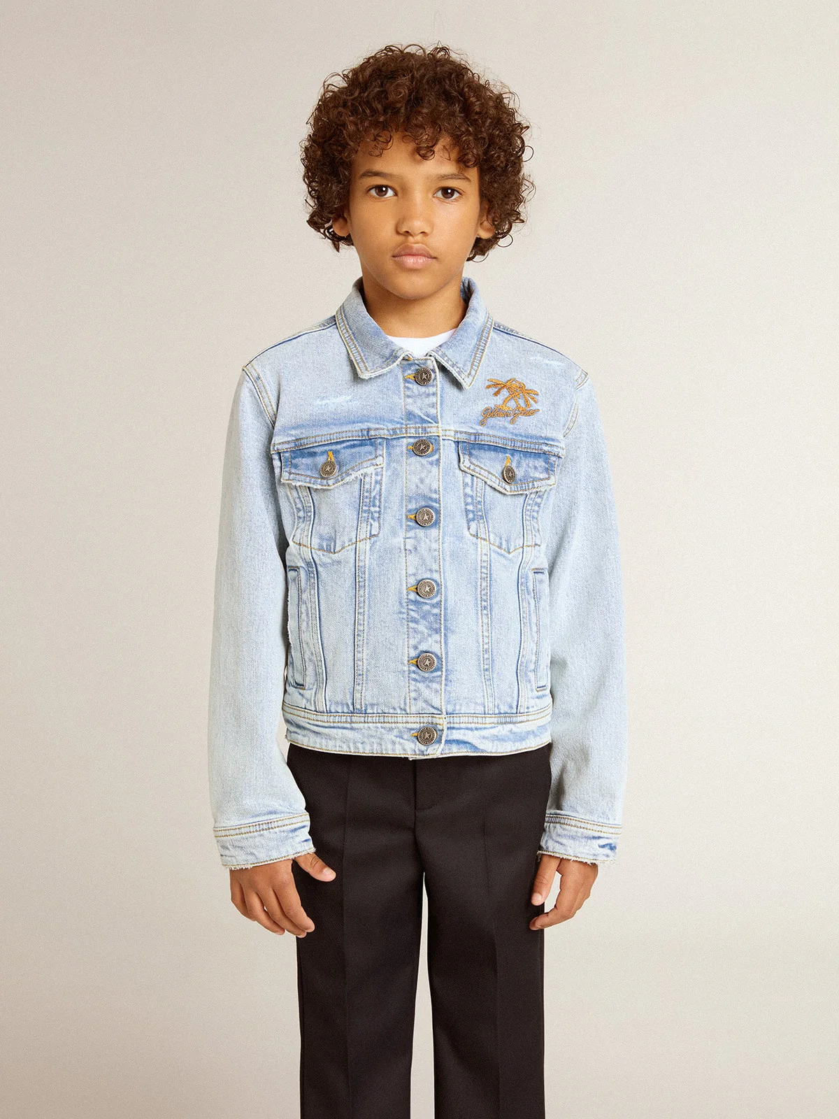 Kids | Light Denim Jacket with Embroidery | Light Blue - Image 12