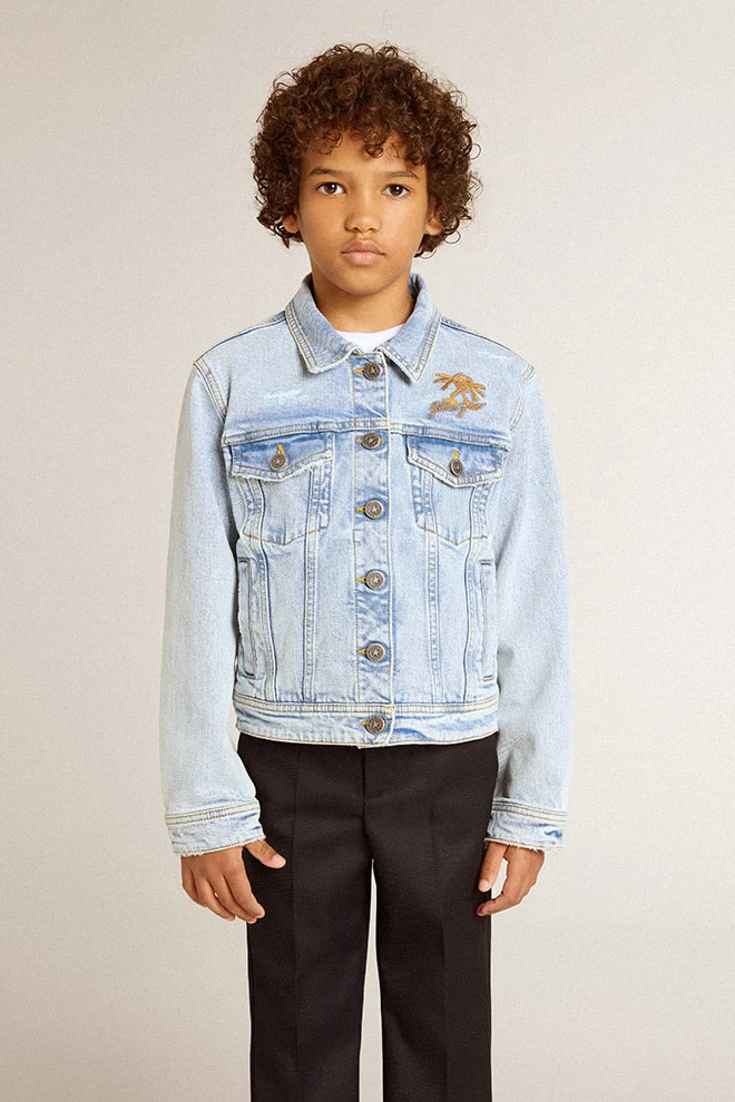 Kids | Light Denim Jacket with Embroidery | Light Blue - Image 3