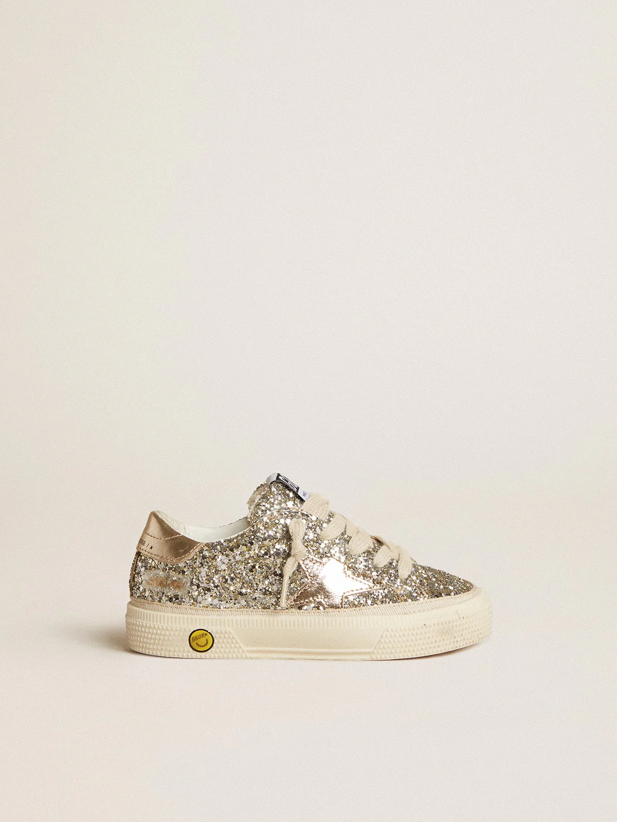 Kids | May Junior Platinum Glitter with Metallic Leather Star & Heel Tab | Platinum - Image 2