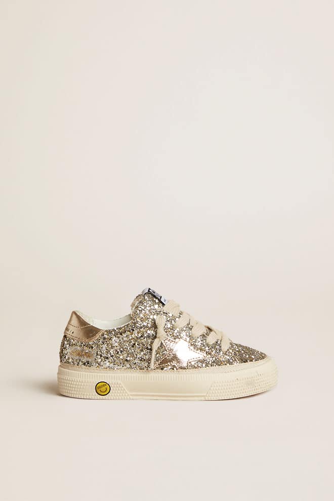 Kids | May Junior Platinum Glitter with Metallic Leather Star & Heel Tab | Platinum - Image 5