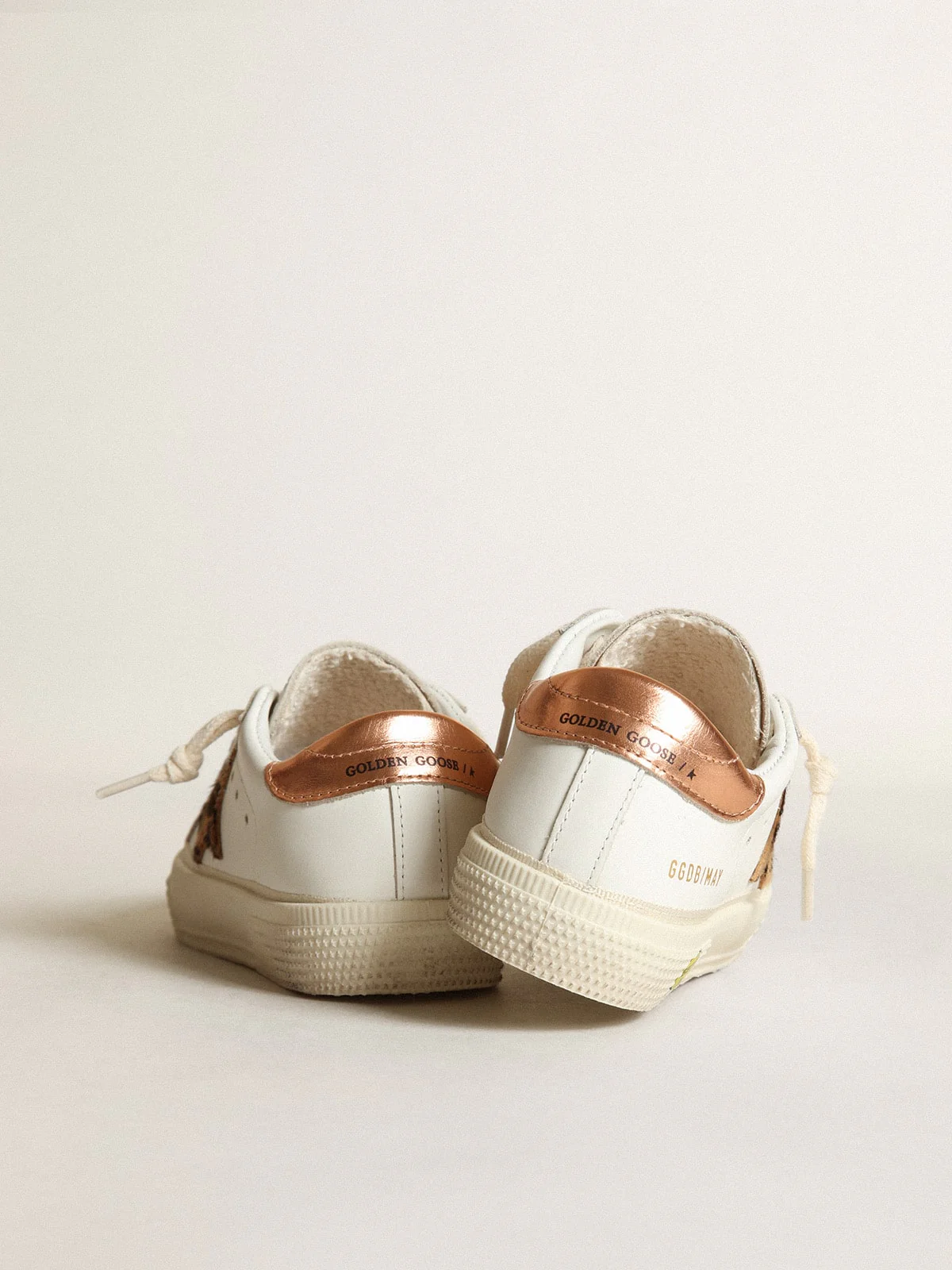 Kids | May Junior with Beige Brown Leo Star & Brown Heel Tab | White x Beige Brown Leo x Chocolate Brown - Image 3
