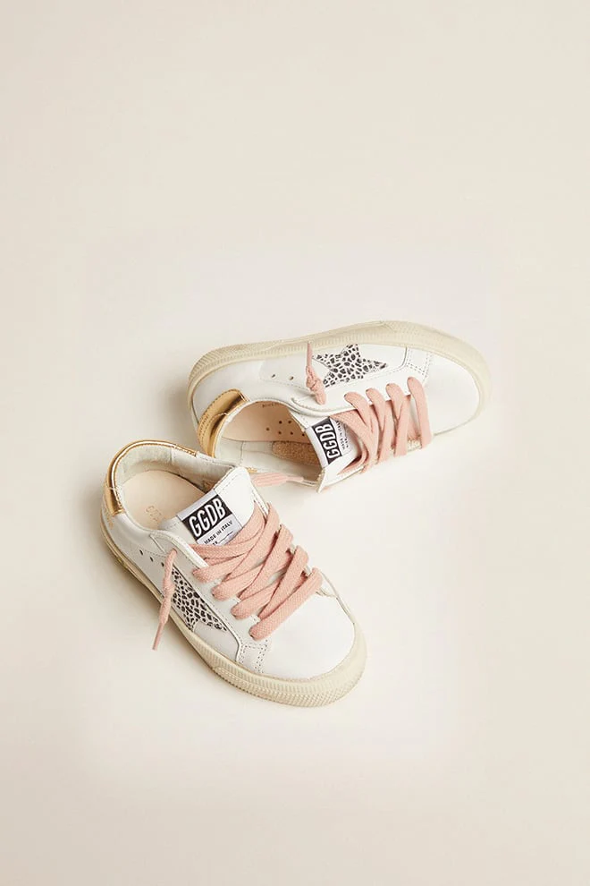 Kids | May Leather Upper Maculated Glitter Leather Star | White x White Black Maculated x Gold (V2) - Image 6