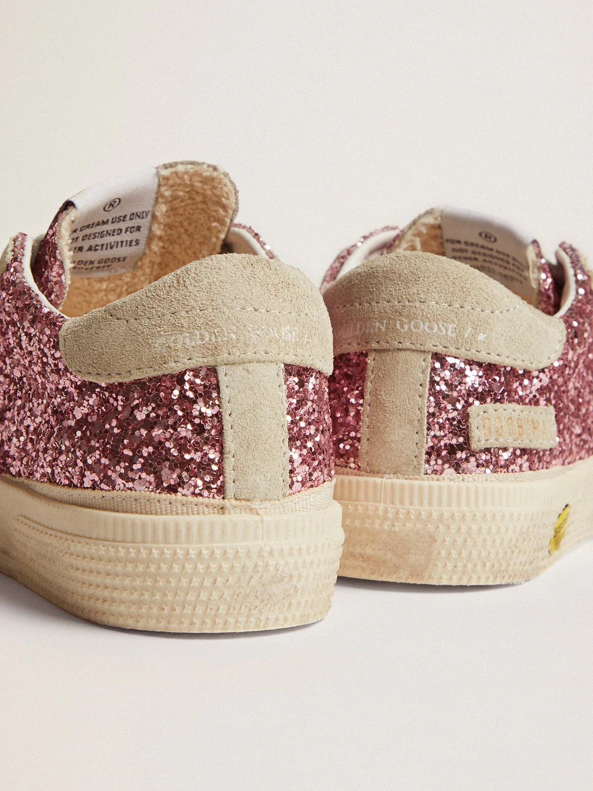 Kids | May Sneakers Pink Glitter with Star & Heel Tab Ice-Gray Suede | Bubblegum Pink x Ice (V2) - Image 5