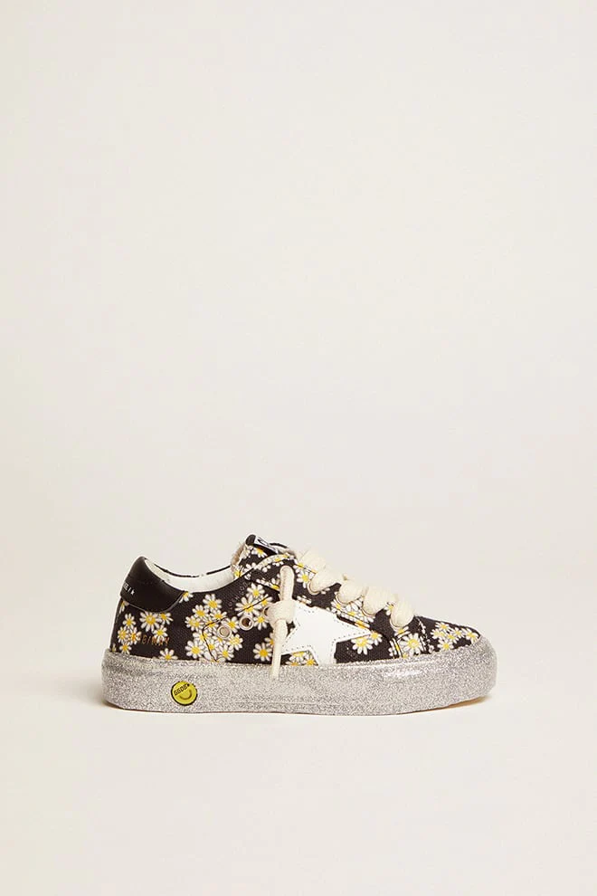 Kids | May Young Black with Floral Pattern & White Star | Black x White Daisies x White x Black - Image 6