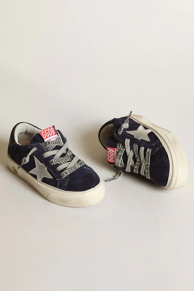 Kids | May Young Dark Blue Suede with Silver Star | Dark Blue x Silver x Black - Image 2