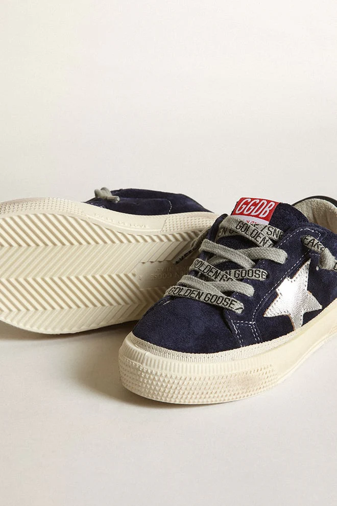 Kids | May Young Dark Blue Suede with Silver Star | Dark Blue x Silver x Black - Image 8