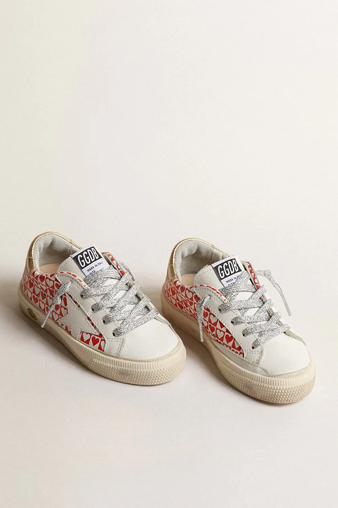 Kids | May Young with Red & White Hearts & Golden Heel Tab | White x Red Hearts x Gold - Image 5
