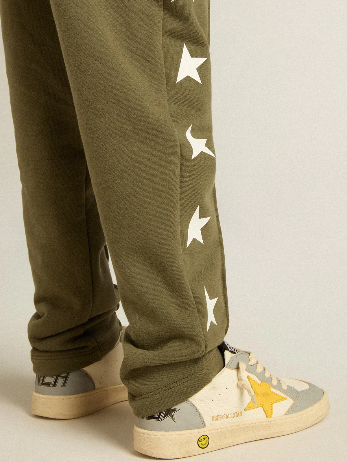 Kids | Military-Green Joggers with White Stars | Ivy Green x White - Image 7