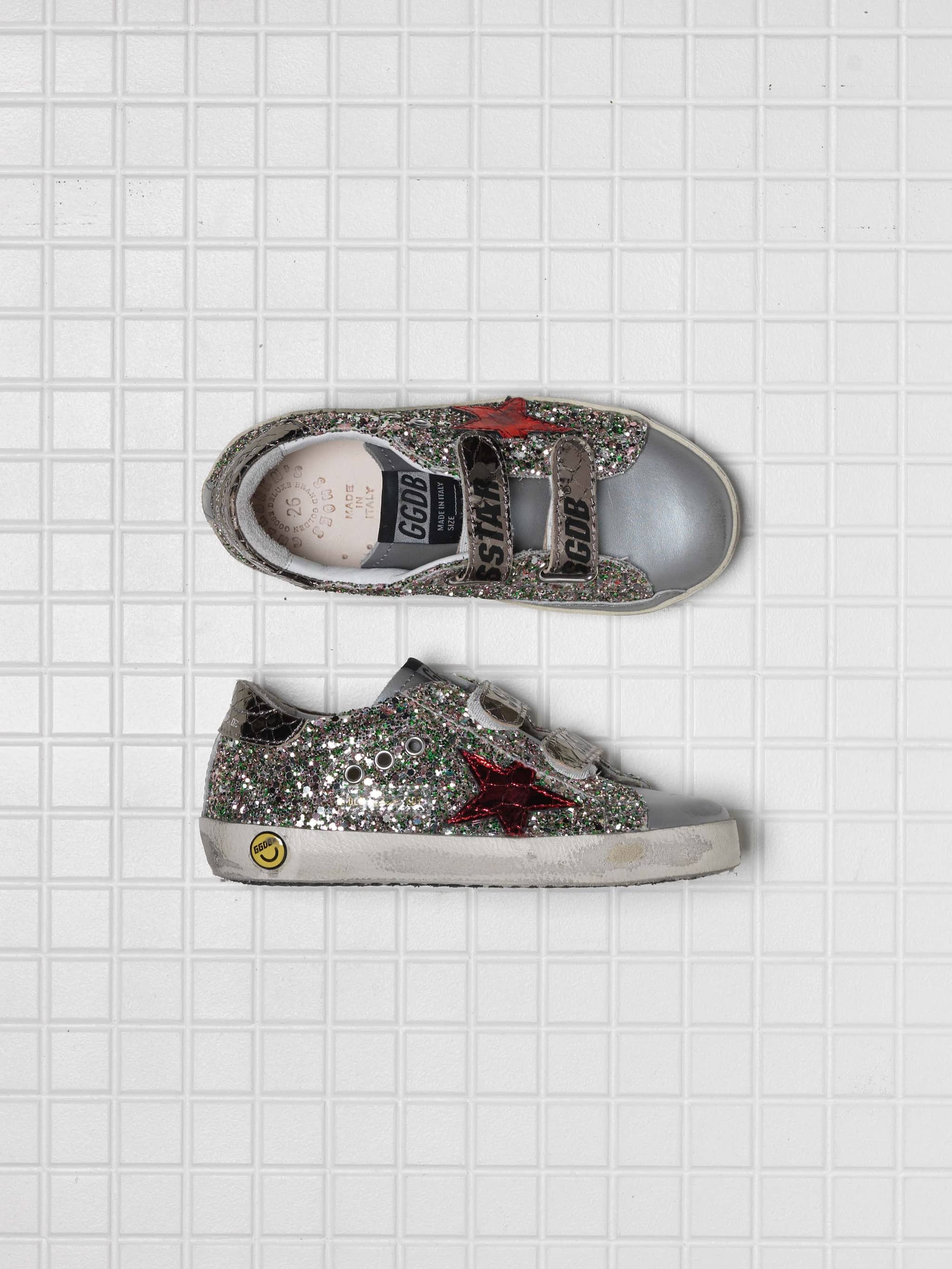 Kids | Old School Sneakers with Glitter & Red Star (V2) - Image 3