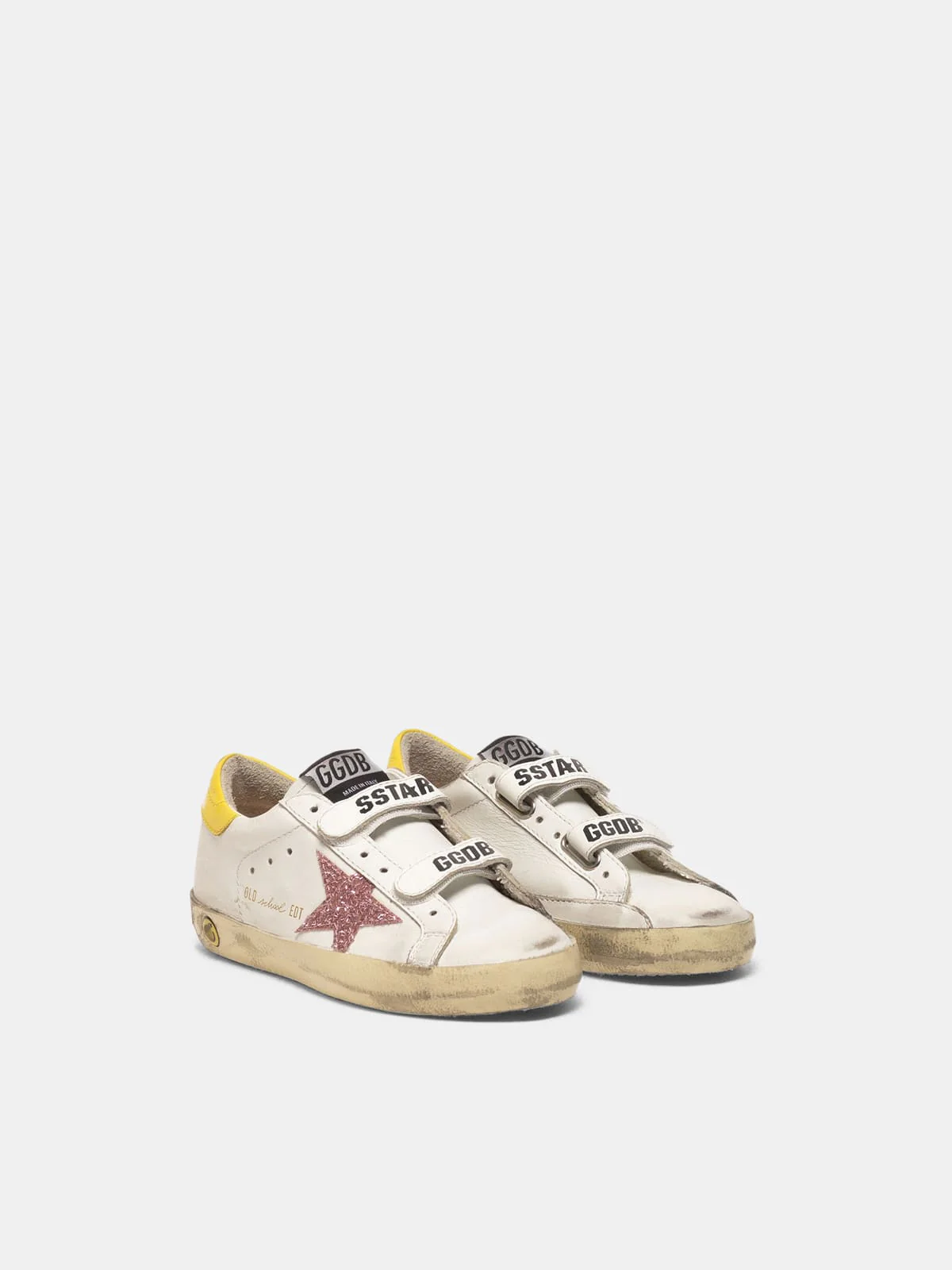 Kids | Old School Sneakers with Glitter Star & Yellow Heel Tab - Image 3