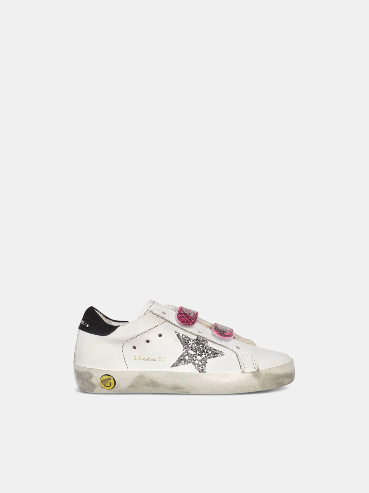 Kids | Old School Sneakers with Glittery Star & Fuchsia Snakeskin-Print Heel Tab - Image 4