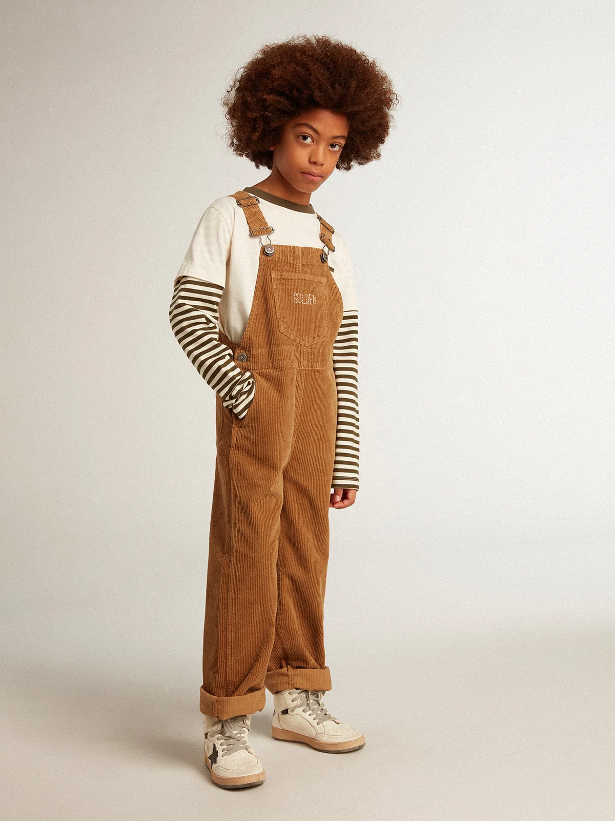 Kids | Overalls Bark-Colored Velvet-Effect Cotton | Cartouche - Image 10