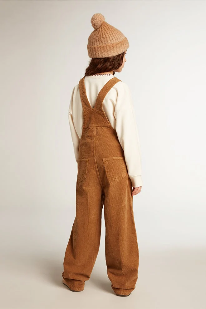 Kids | Overalls Bark-Colored Velvet-Effect Cotton | Cartouche - Image 4