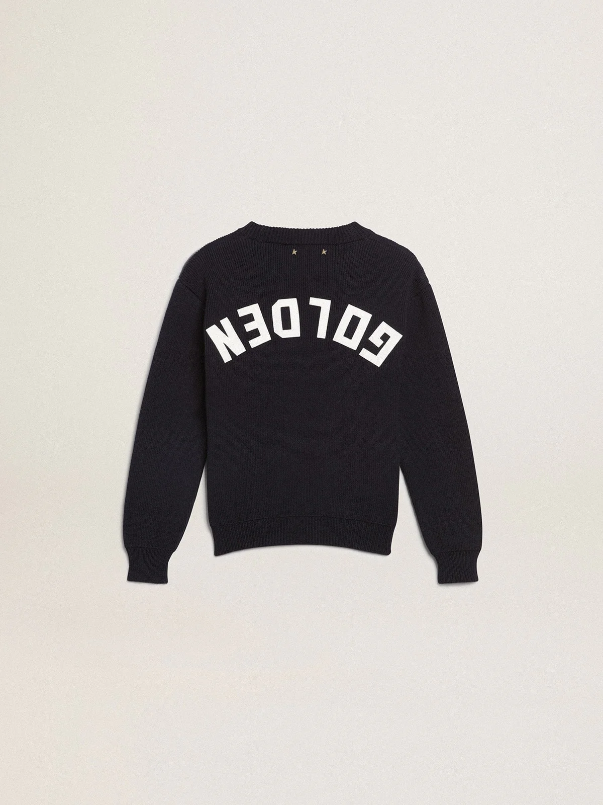 Kids | Round-Neck Sweater Dark Blue Cotton | Navy (V1) - Image 6